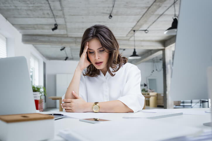 Female worker stressed