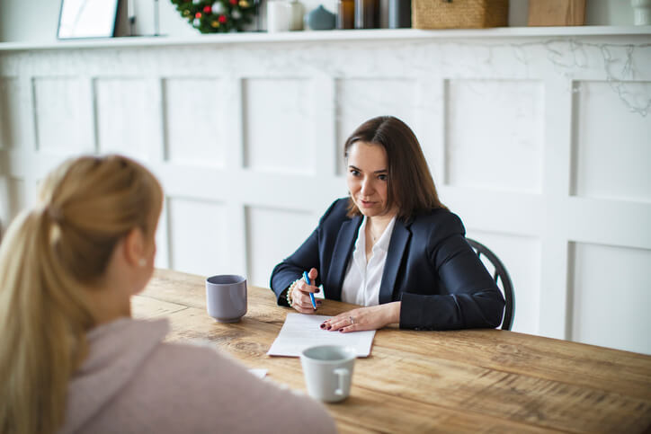 Family law attorney meeting with female client